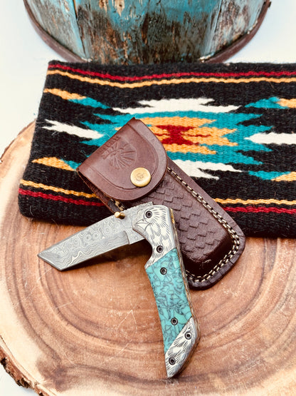 Turquoise (resin) Eagle pocket knife