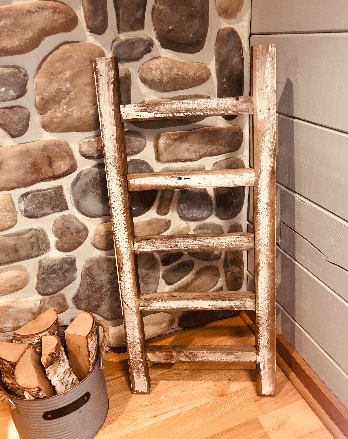 Rustic wood Blanket/towel ladder
