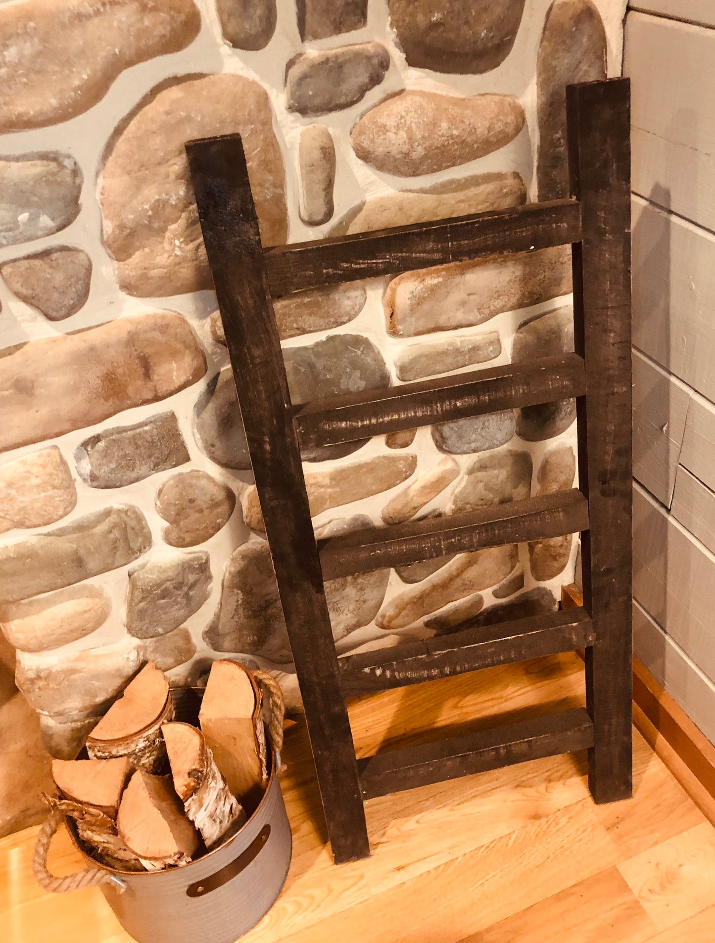 Rustic wood Blanket/towel ladder