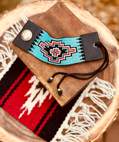 Western leather cuff bracelet (Turquoise Navajo cross)