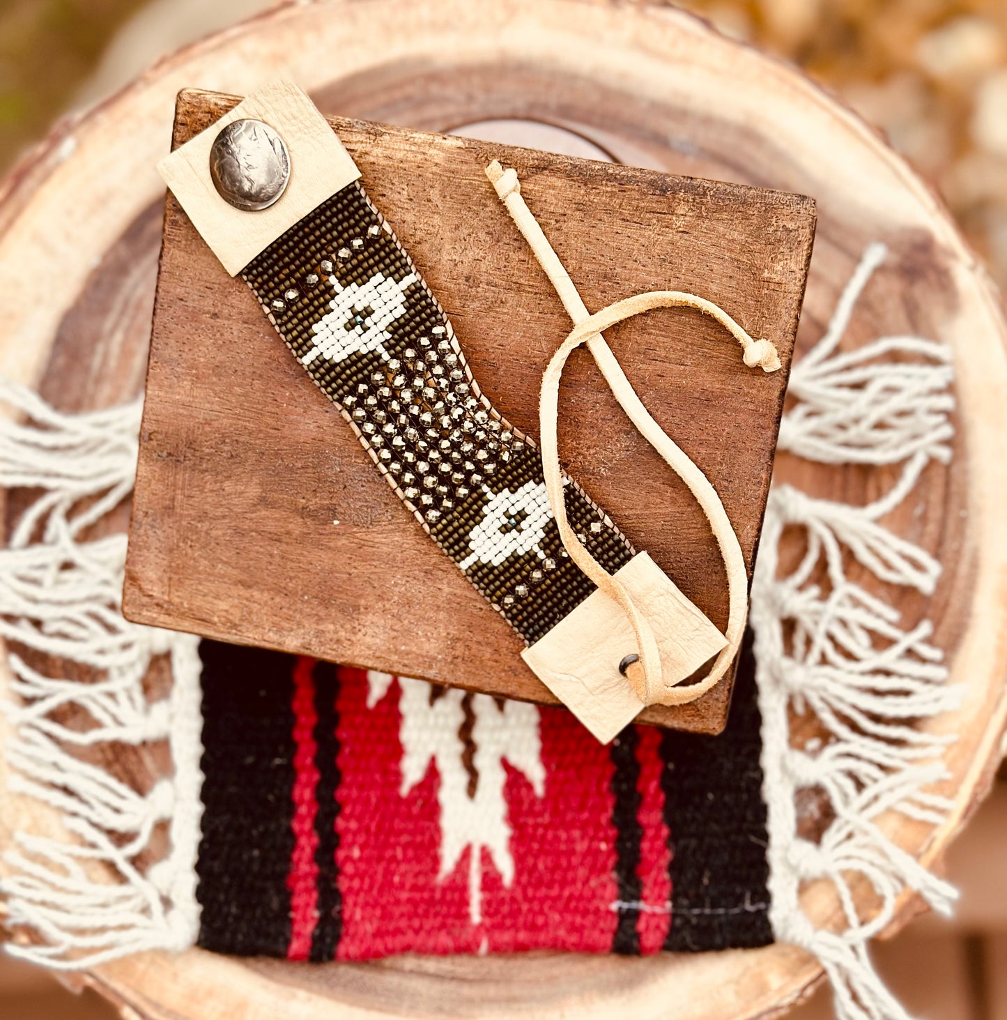 Labradorite Gemstone Loom Cuff Bracelet