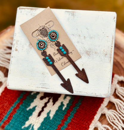 Rustic Arrow Native Style Rosette Earrings