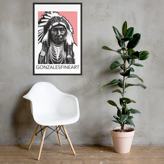 Chief Joseph Black, White and Pink Framed poster